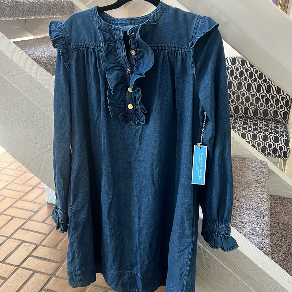 Draper James Blue Ruffle Mini Dress